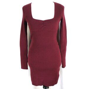 Hollister Long Sleeve Cinch Bust Open Back Sweater Dress Size S Mulberry NEW